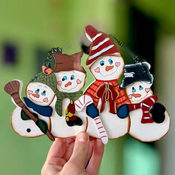VTG Winter Seasonal Snowman Figural Whimsical Cute Wall Hanging Home Decor Art - Picture 1 of 7